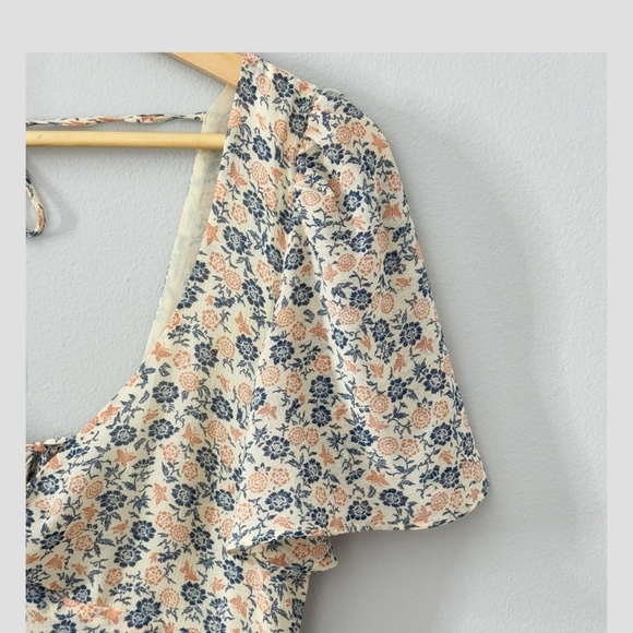 Urban Outfitters UO Mini Dress Spring Shower Chiffon Floral Butterfly Print Sz L - Picture 7 of 15